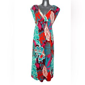 True Destinations Tropical Print Shift Dress Resort Vacation S